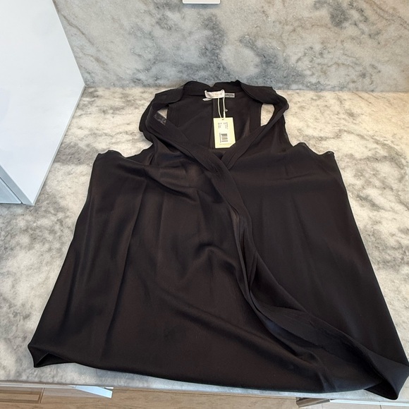 Ramy Brook Aida Silk Wrap Tank Black Sleeveless Blouse BNWT Size L $295 - Picture 6 of 9